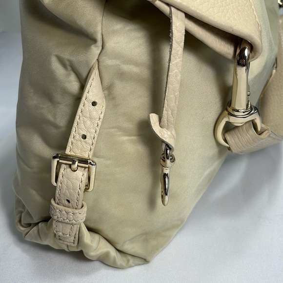 Dooney & Bourke Tan/Cream Hobo Satchel Bag, Nylon & Leather - Picture 11 of 16